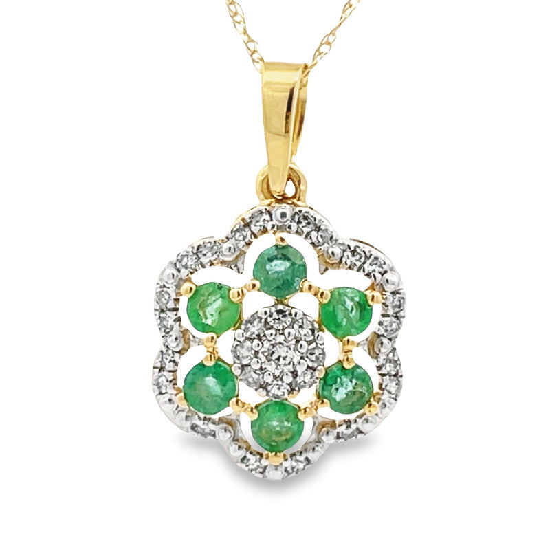 .40ct Emerald Diamond Fashion Pendants 10KT Yellow Gold