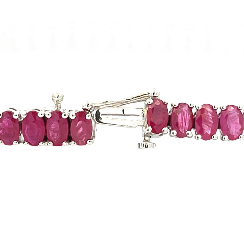 13.68ct Ruby Diamond Tennis Bracelet 14KT White Gold