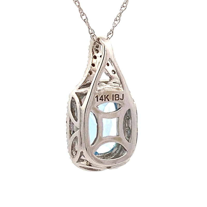 Blue Topaz Diamond Fashion Pendants 14KT White Gold