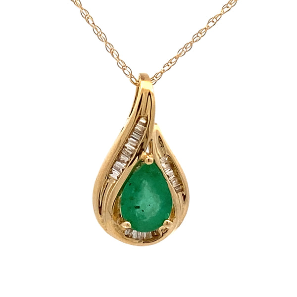 .67ct Emerald Diamond Fashion Pendants 14KT Yellow Gold