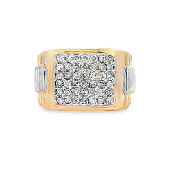 Genuine 1.00ct Diamond Mens Ring 10KT Yellow Gold