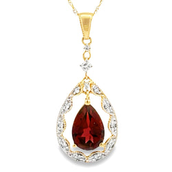 1.38ct Garnet Diamond Fashion Pendants 14KT Yellow Gold