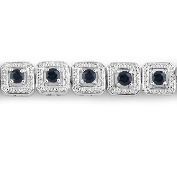 1.21 Carat Genuine Blue Sapphire .925 Sterling Silver Bracelet