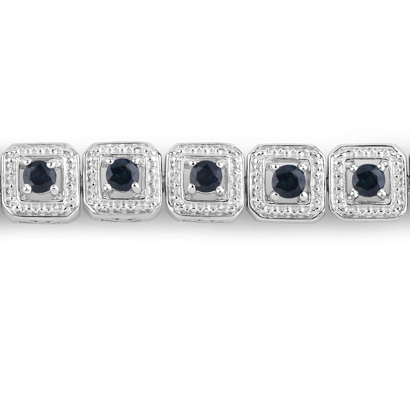 1.21 Carat Genuine Blue Sapphire .925 Sterling Silver Bracelet