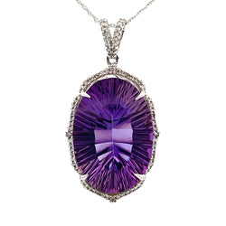 Amethyst Diamond Fashion Pendants 14KT White Gold