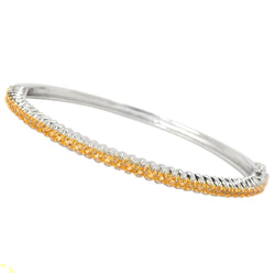 Sterling Silver Round Shape Natural Citrine Bangle Bracele