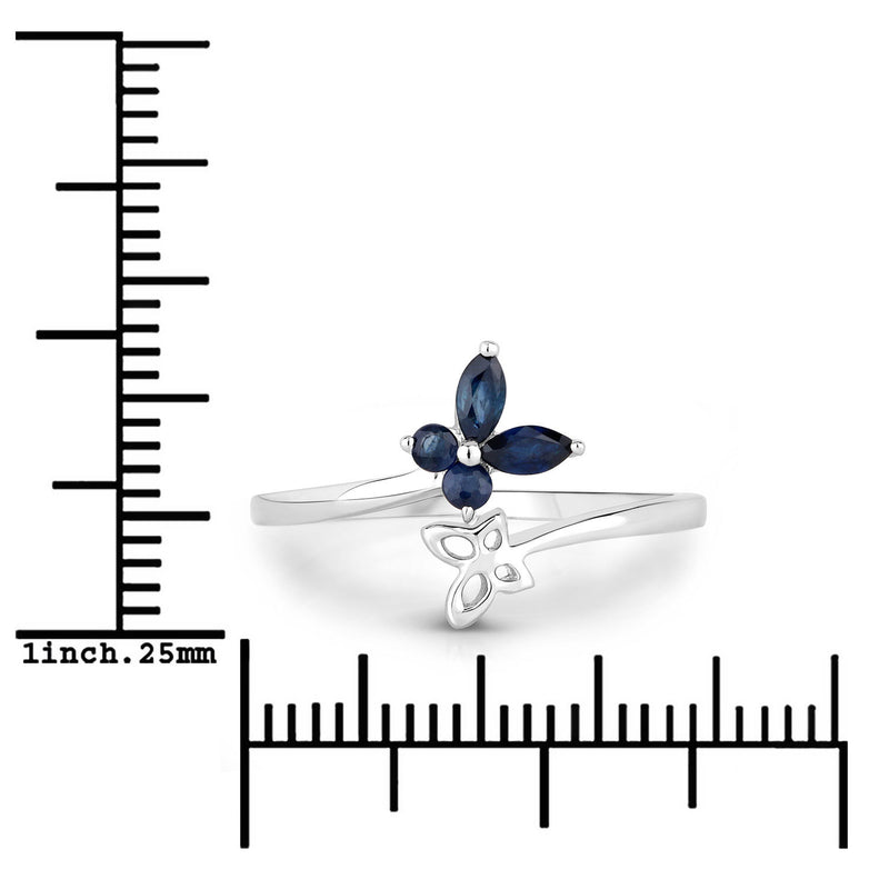 0.26 Carat Genuine Blue Sapphire .925 Sterling Silver Ring