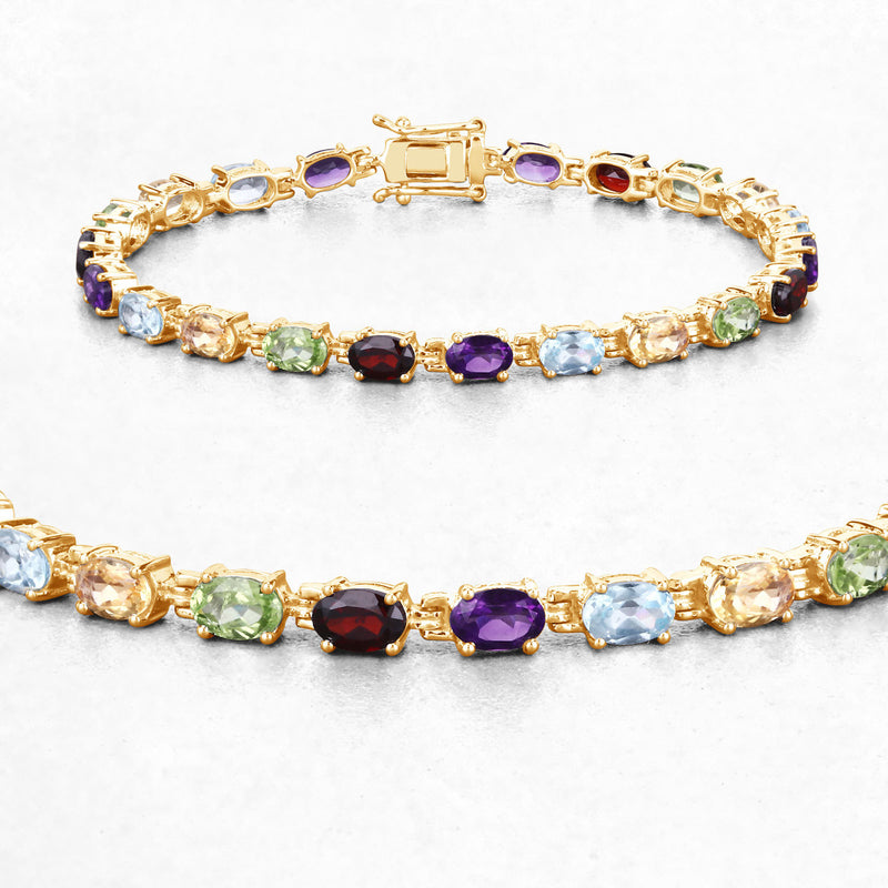 8.96 Carat Genuine Multi Stones .925 Sterling Silver Bracelet