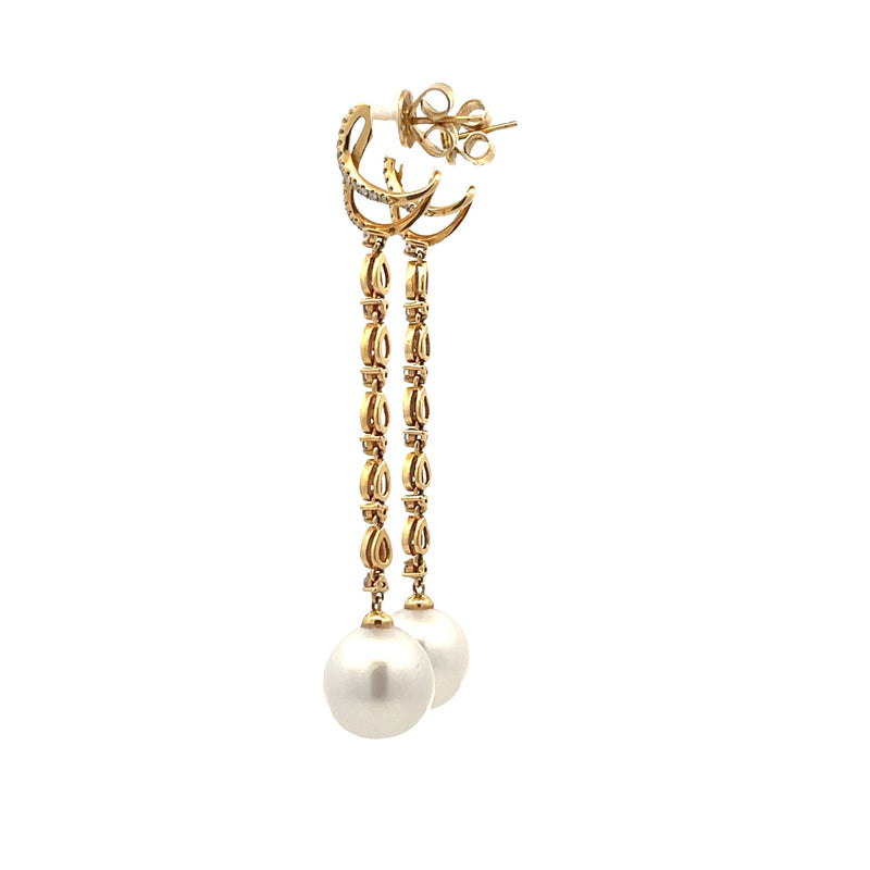 .53ct South Sea Pearl Dangle Earrings 18KT Yellow Gold