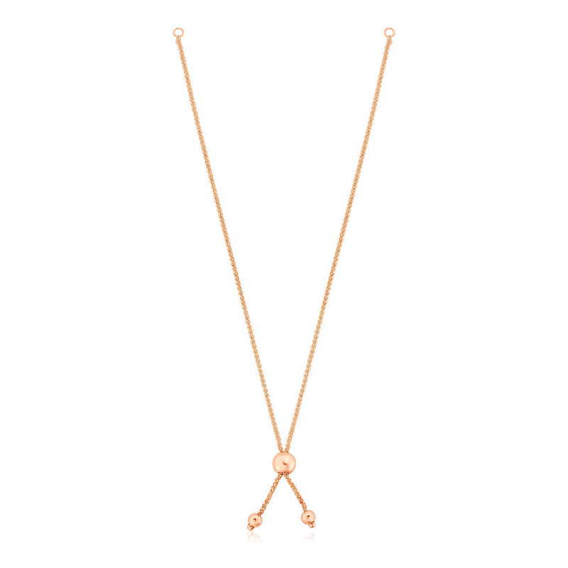 10k Rose Gold 8 inch Adjustable Friendship Bracelet Chain with Ball Slide