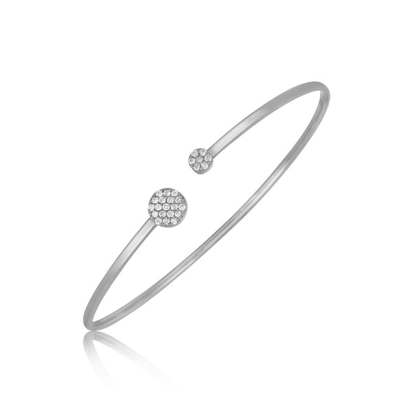 14k White Gold High Polish Diamond Cluster Bangle (2mm)