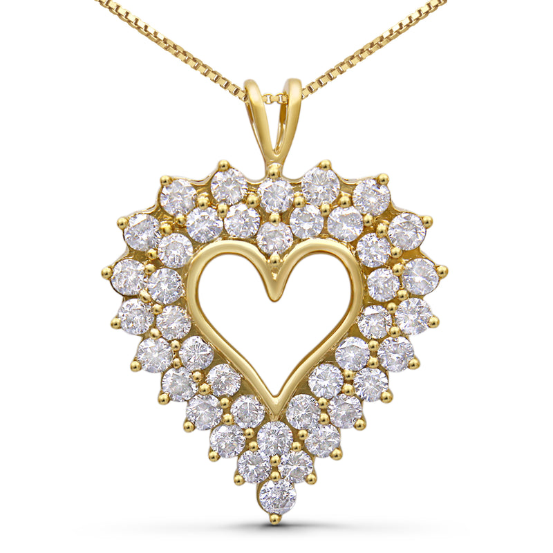 14K Yellow Gold Plated .925 Sterling Silver 4.0 Cttw Diamond Shadow Frame Heart 18" Pendant Necklace (J-K Color, I1-I2 Clarity)