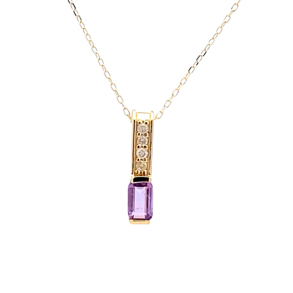 Amethyst Diamond Fashion Pendants 10KT Yellow Gold