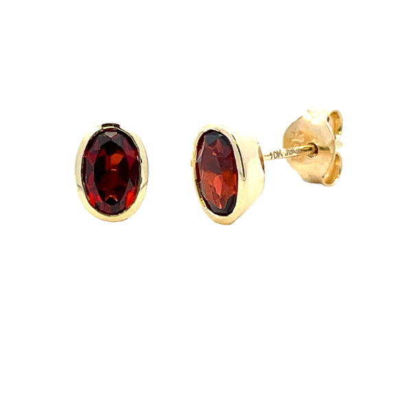 Genuine .78ct Garnet Stud Earrings 10KT Yellow Gold