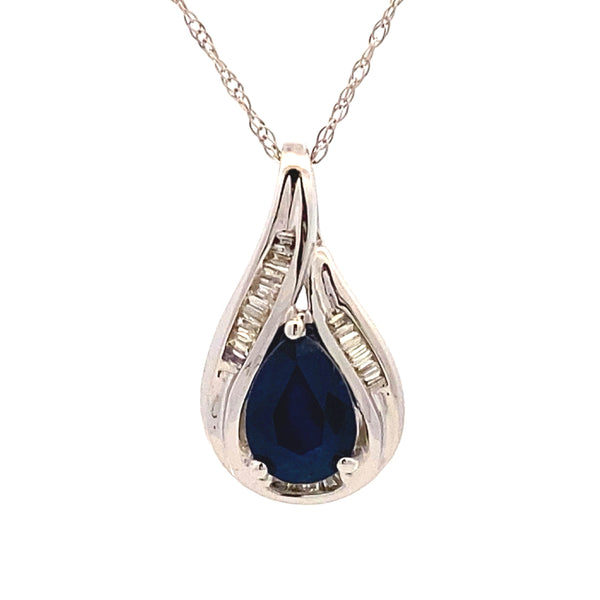 .82ct Sapphire Diamond Fashion Pendants 14KT White Gold