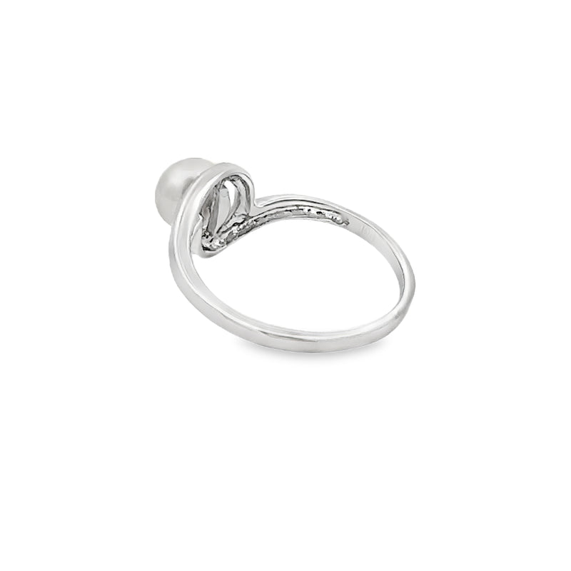 Genuine .02ct FW Pearl Diamond Ring 10KT White Gold