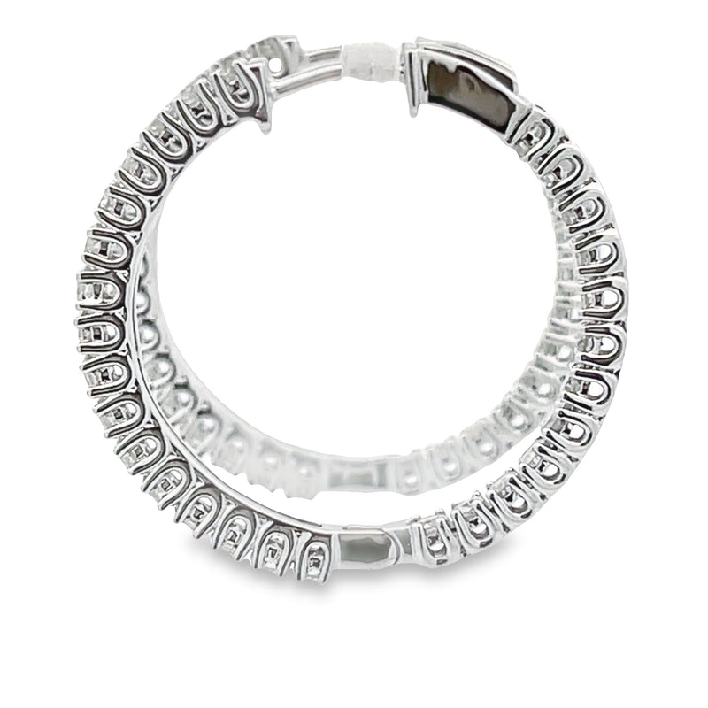 Genuine 1.53ct Diamond Hoop Earrings 10KT White Gold