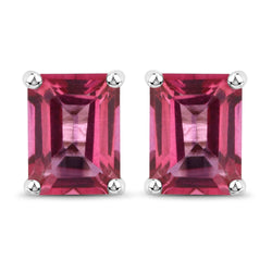 3.20 Carat Genuine Pink Topaz .925 Sterling Silver Earrings