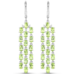 7.36 Carat Genuine Peridot .925 Sterling Silver Earrings