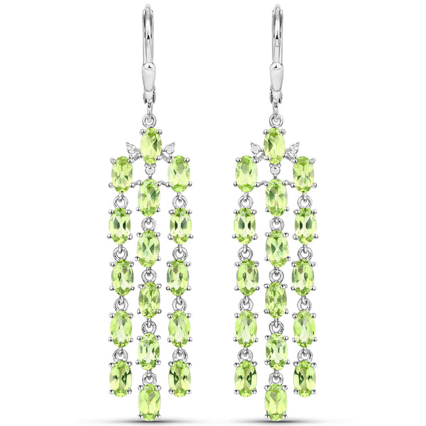 7.36 Carat Genuine Peridot .925 Sterling Silver Earrings