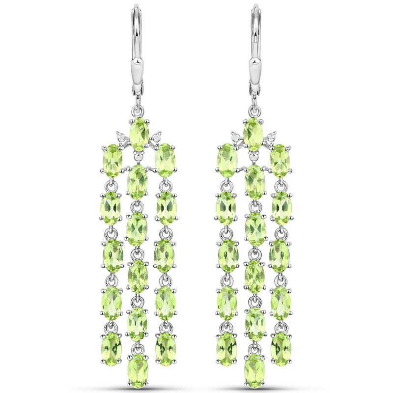 7.36 Carat Genuine Peridot .925 Sterling Silver Earrings