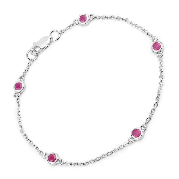 0.65 Carat Genuine Ruby .925 Sterling Silver Bracelet