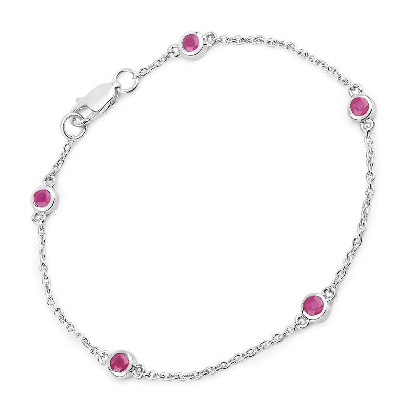 0.65 Carat Genuine Ruby .925 Sterling Silver Bracelet