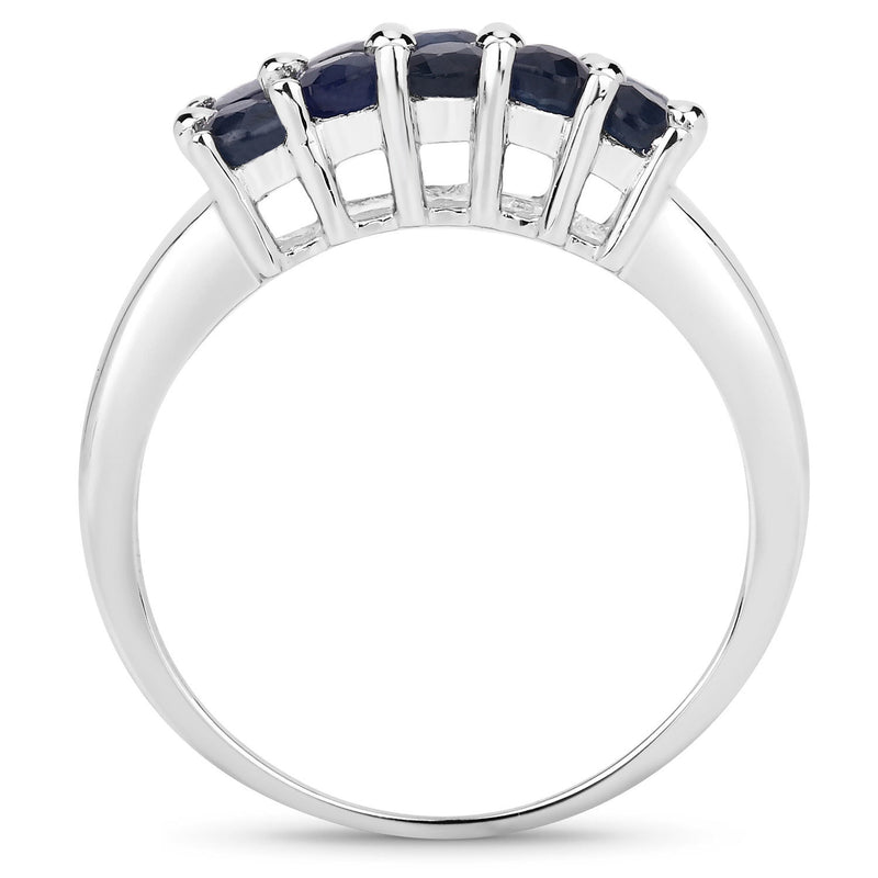 1.00 Carat Genuine Blue Sapphire .925 Sterling Silver Ring