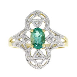 Genuine .70ct Emerald Diamond Ring 10KT Yellow Gold