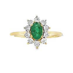 Natural .54ct Emerald Diamond Ring 10KT Yellow Gold