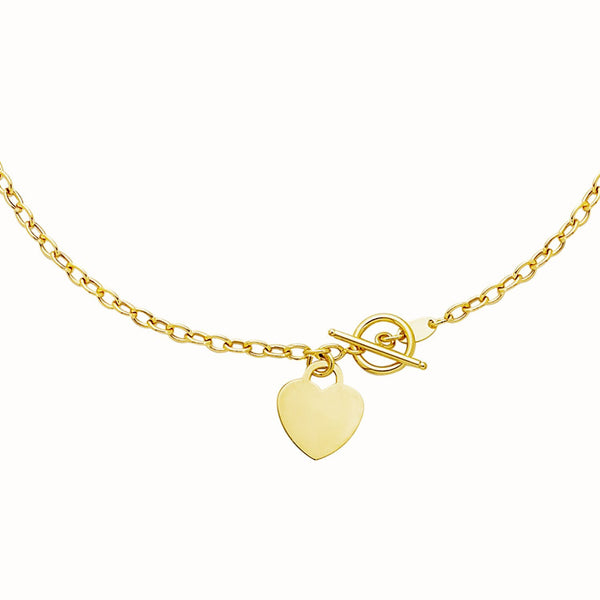 Toggle Bracelet with Heart Charm in 14k Yellow Gold