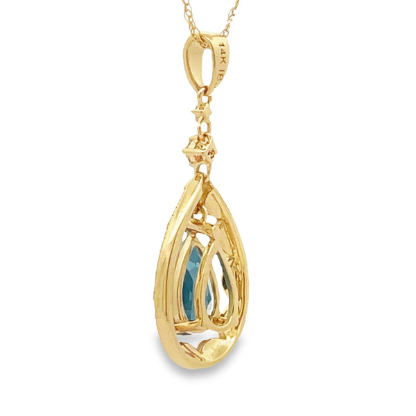 London Blue Topaz Fashion Pendants 14KT Yellow Gold