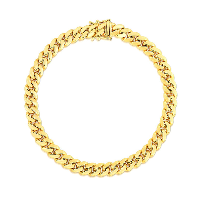 10k Yellow Gold Classic Miami Cuban Solid Bracelet (7.10 mm)