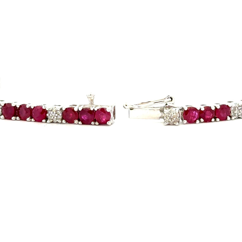 4.93ct Ruby Diamond Tennis Bracelet 14KT White Gold