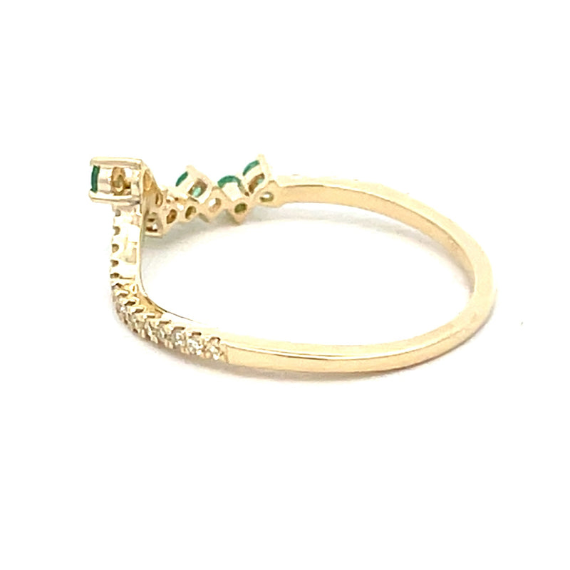 Natural .23ct Emerald Diamond Ring 14KT Yellow Gold