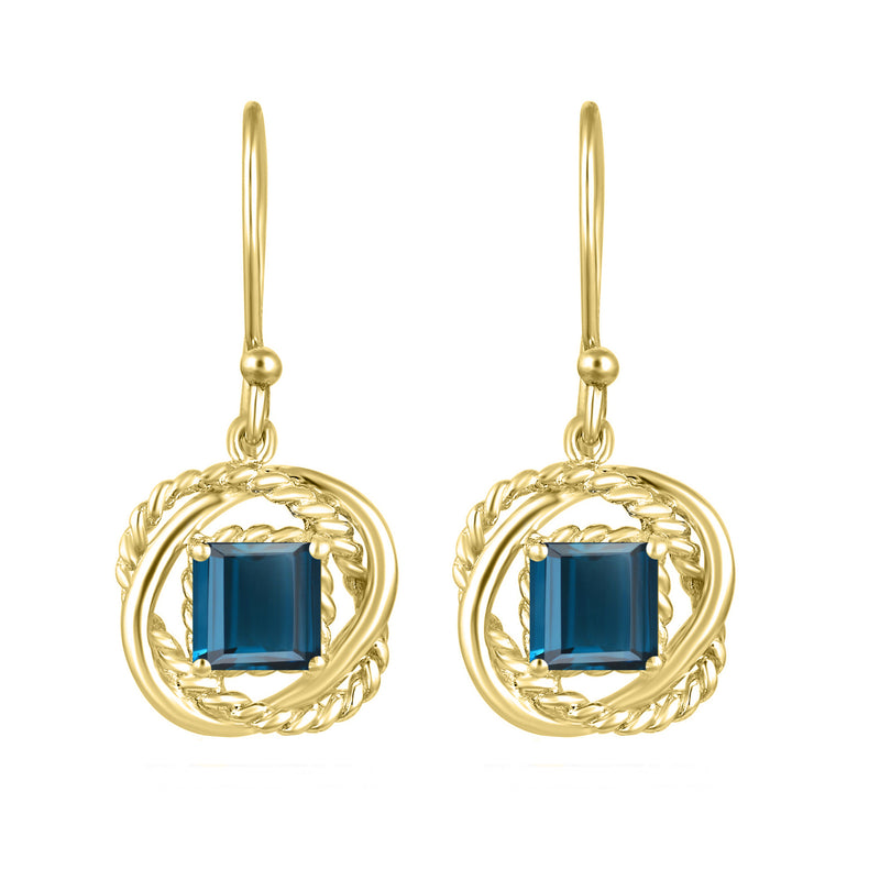 V3 Jewelry 18K Gold Plated with 2.75CTTW Natural London Blue Topaz Twisted Wire Earrings