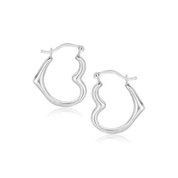 10k White Gold Heart Hoop Earrings