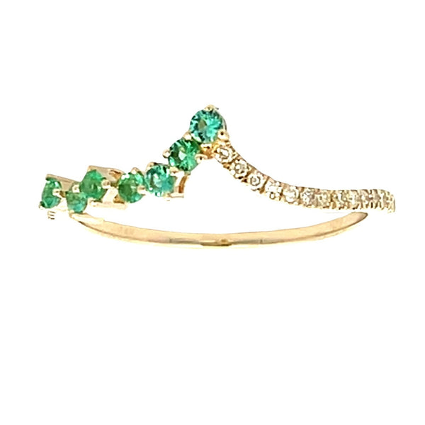 Natural .23ct Emerald Diamond Ring 14KT Yellow Gold