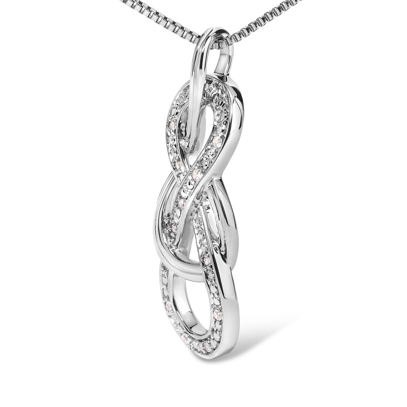 925 Sterling Silver Diamond Accent Interlocking Infinity Pendant Necklace (H-I Color, I2-I3 Clarity) - 18" Inches