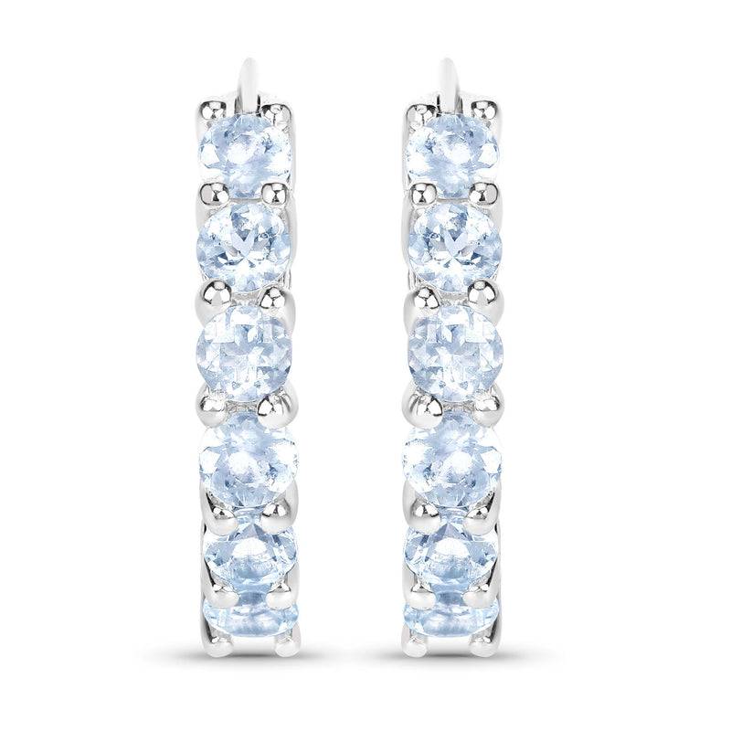 1.20 Carat Genuine Aquamarine .925 Sterling Silver Earrings