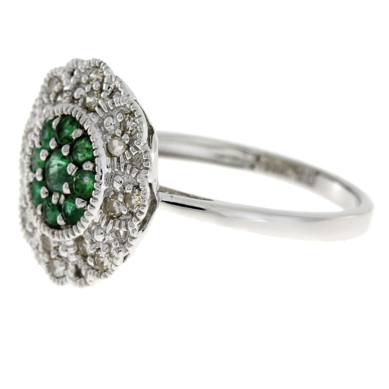 Genuine .47ct Emerald Diamond Ring 14KT White Gold