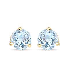 0.64 Carat Genuine Blue Topaz 14K Yellow Gold Earrings