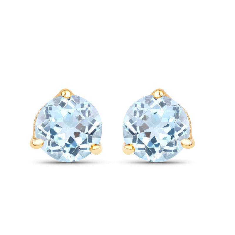 0.64 Carat Genuine Blue Topaz 14K Yellow Gold Earrings