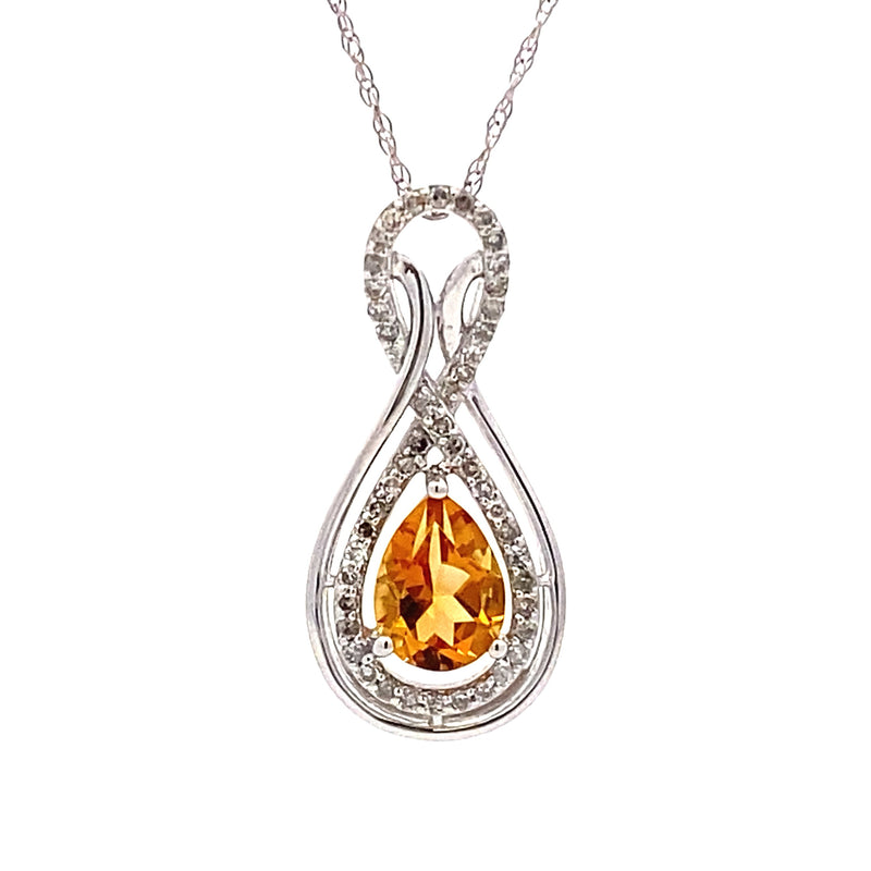 .77ct Citrine Diamond Fashion Pendants 14KT White Gold