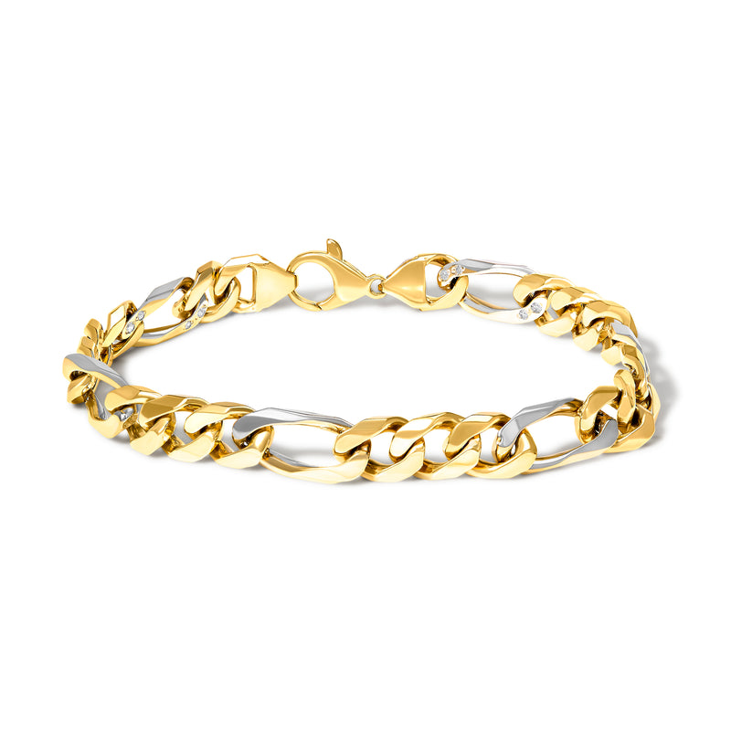 14K Two-Tone Gold 3/8ct TDW Round Cut Diamond Link Bracelet (I-J I1-I2)