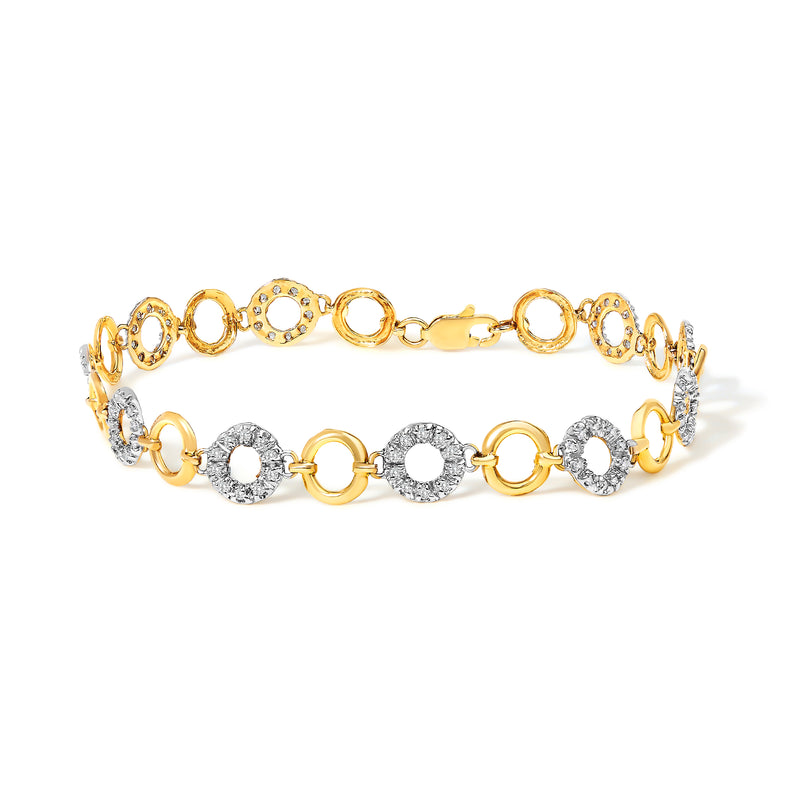 14K Yellow Gold 1/2ct TDW Round Cut Diamond Circle Bracelet (I-JI2-I3)