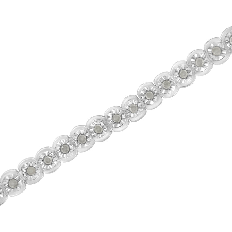 .925 Sterling Silver 1/2 Cttw Miracle-Set Diamond Round Half Bezel 7â€ Tennis Bracelet (I-J Color, I2-I3 Clarity)