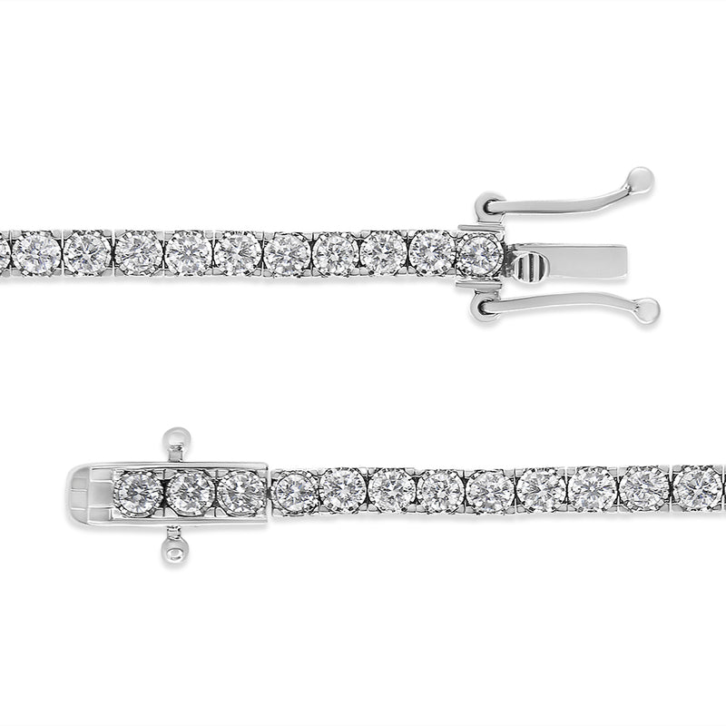 14K White Gold 3.0 Cttw Miracle Set Round-Cut Lab Grown Diamond Illusion 7" Tennis Bracelet (F-G Color VS2-SI1 Clarity)