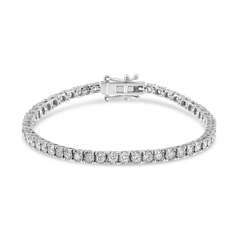 14K White Gold 3.0 Cttw Miracle Set Round-Cut Lab Grown Diamond Illusion 7" Tennis Bracelet (F-G Color VS2-SI1 Clarity)