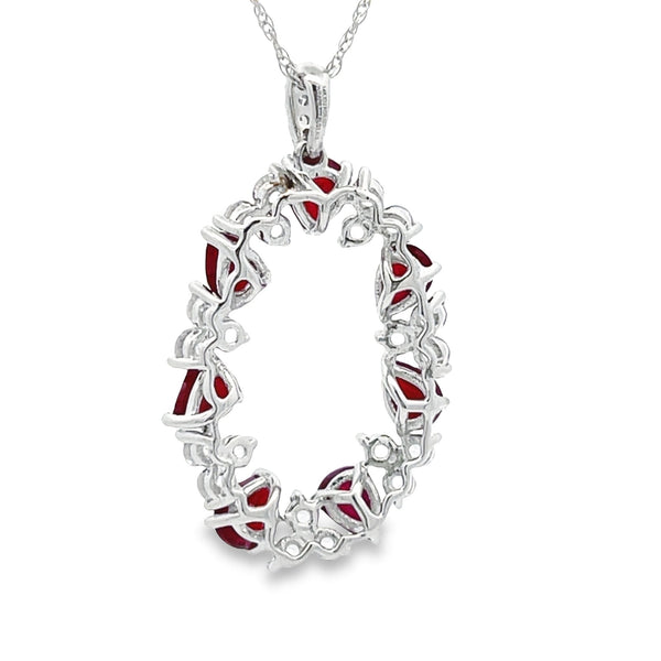 Ruby White Sapphire Fashion Pendants 14KT White Gold